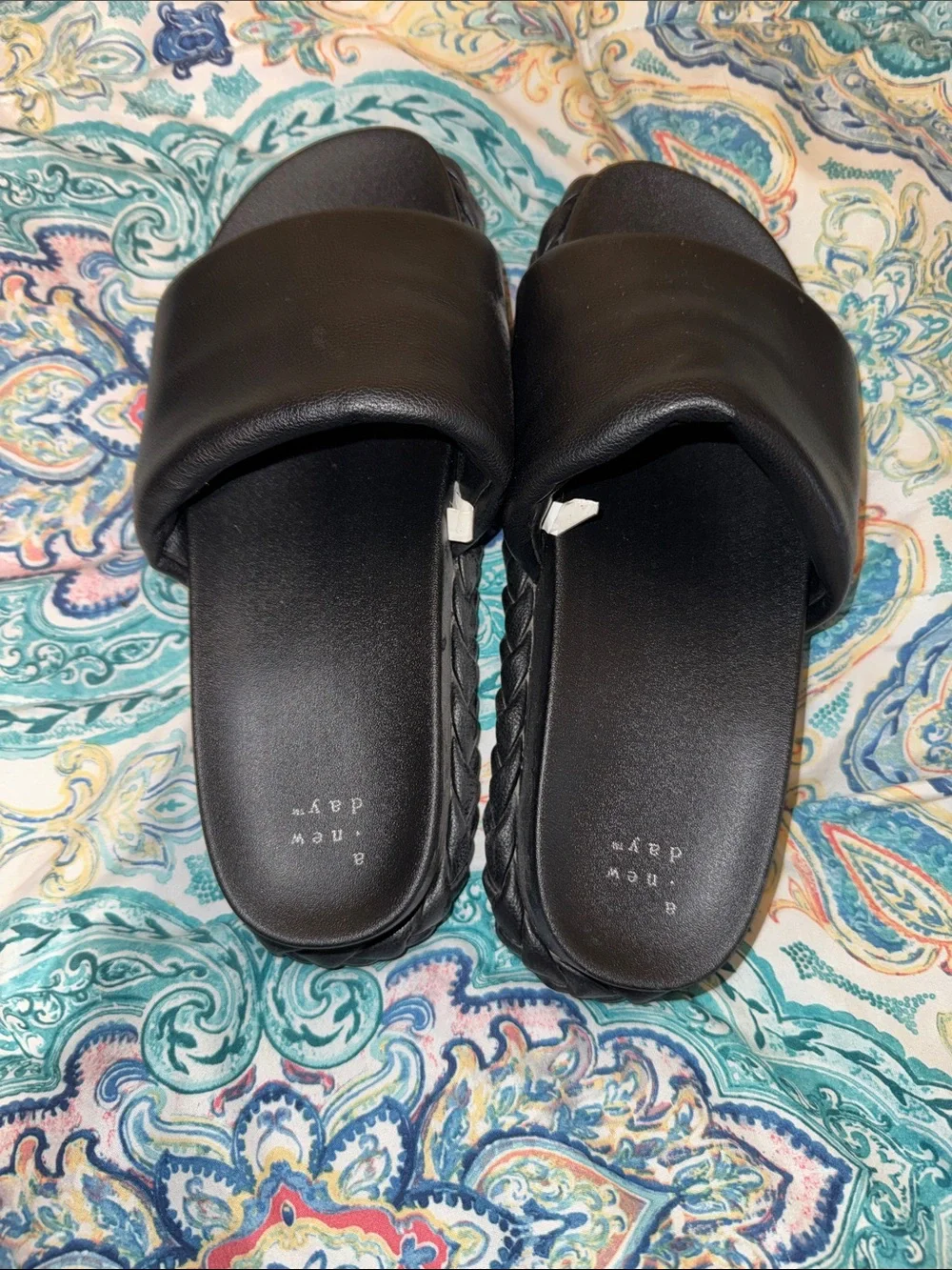 a new day Black Padded Slide Sandal with Wide Strap - Picture 2 of 5